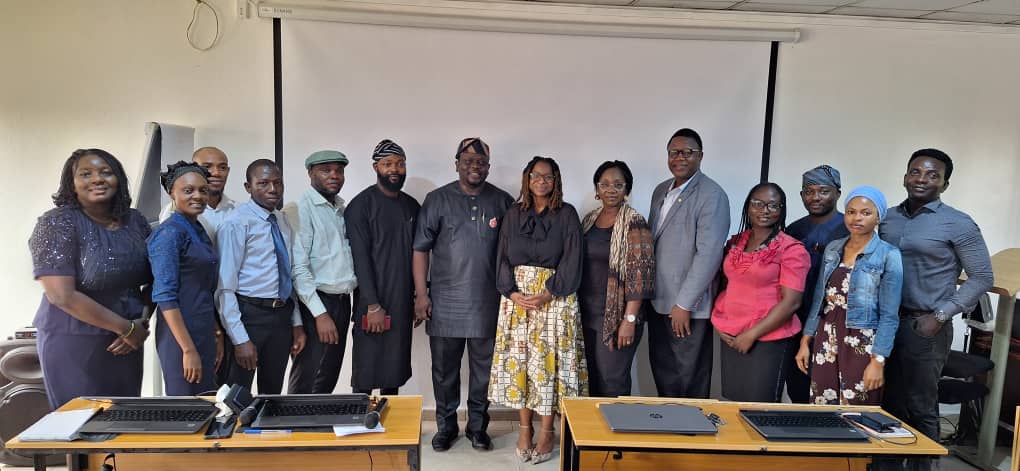 Director-General, PSSDC, Mr Adekunmilola Toluwase Adio-Moses(centre), Acting Public Affairs Officer, US Consulate General, Lagos, Mrs Amanda Roach (7th to the right), Representative of the Permanent Secretary, Ministry of Establishments and Training, Mrs Olubusola Abidakun (6th to the right), Executive Officer, US Consulate General, Lagos, Mr. Samuel Eyitayo(5th to the right) and participants from PSSDC during the training